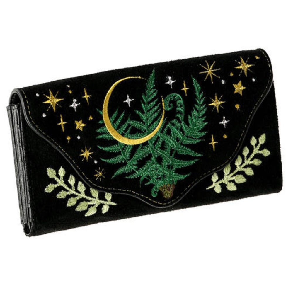 Black and Green Embroidered Women's Wallet